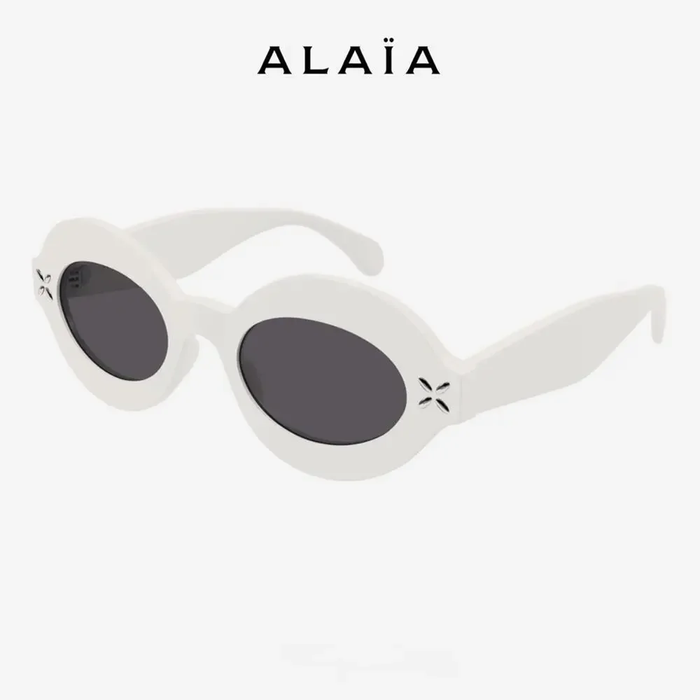 New! Alaïa White Oval Sunglasses AA0059S 002, Authentic